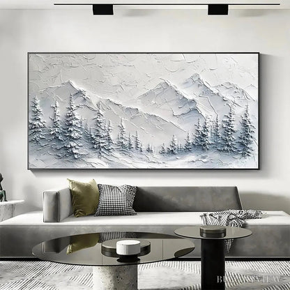BUYARTVIEW Winter'S Embrace – Textured Winter Mountain Landscape Painting - image 2