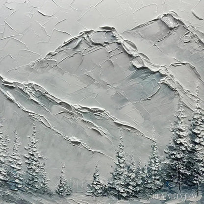 BUYARTVIEW Winter'S Embrace – Textured Winter Mountain Landscape Painting - image 3