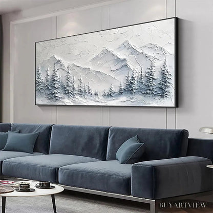 BUYARTVIEW Winter'S Embrace – Textured Winter Mountain Landscape Painting - image 4