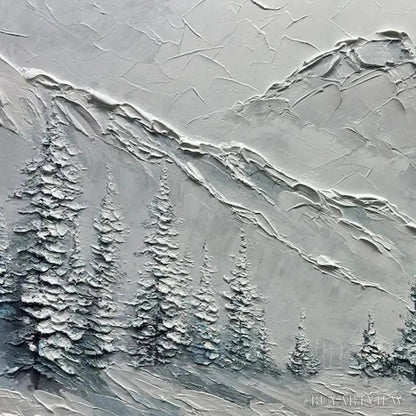 BUYARTVIEW Winter'S Embrace – Textured Winter Mountain Landscape Painting - image 5