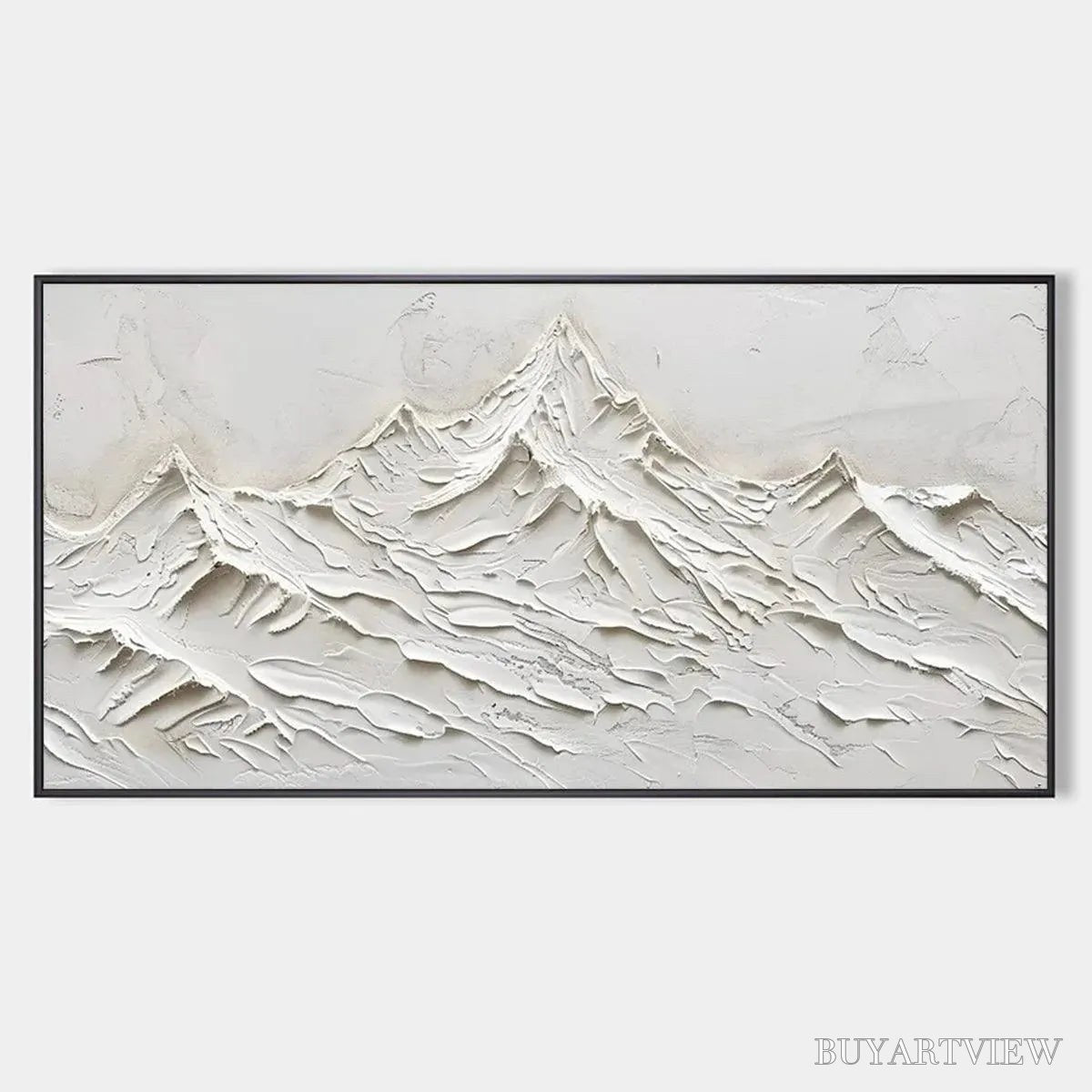 BUYARTVIEW White Mountains – Textured Minimalist Abstract Mountain Painting in White - image 1