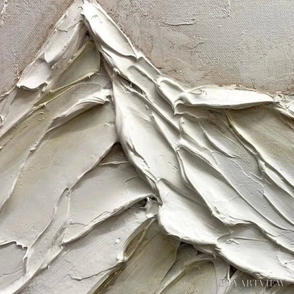 BUYARTVIEW White Mountains – Textured Minimalist Abstract Mountain Painting in White - image 3