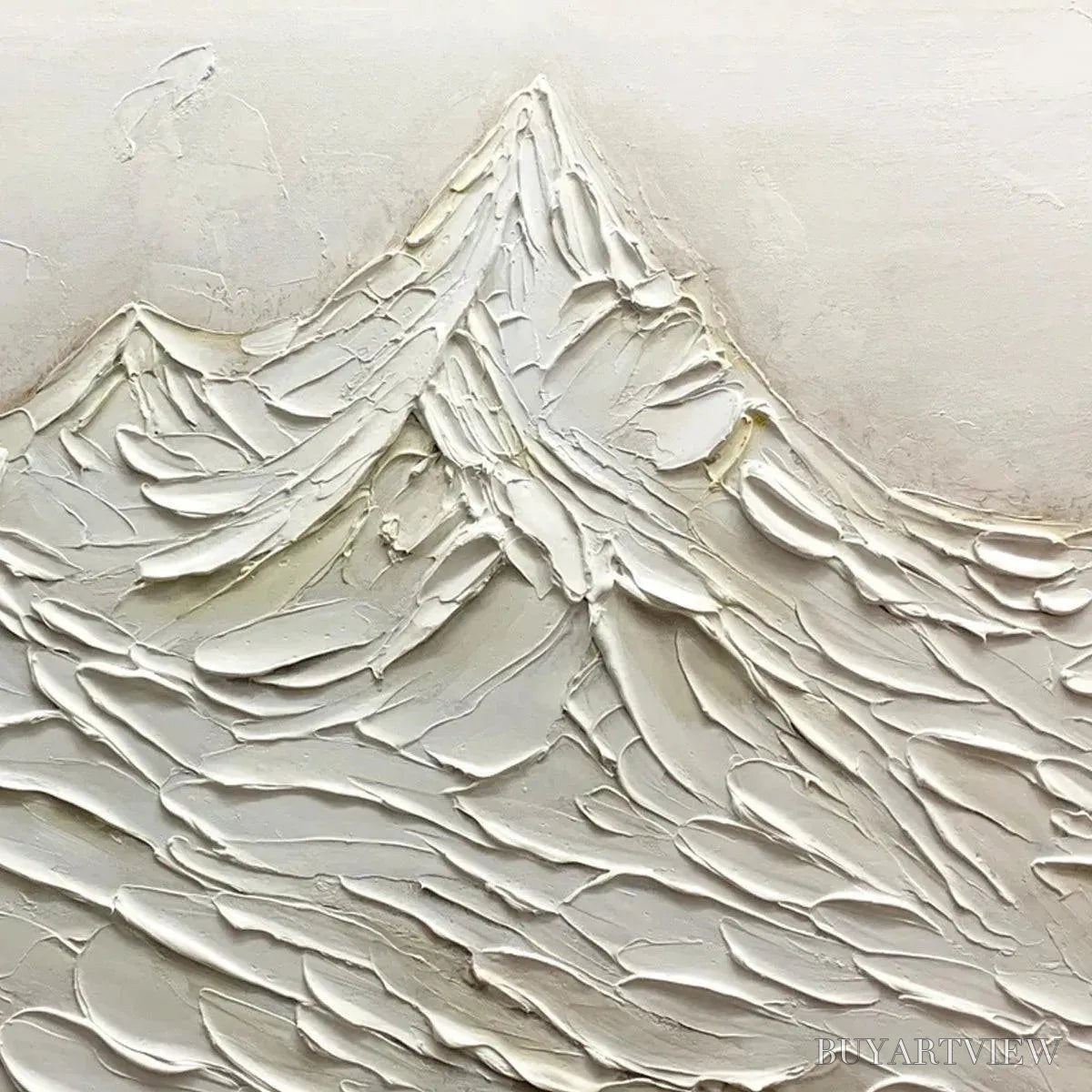 BUYARTVIEW White Mountains – Textured Minimalist Abstract Mountain Painting in White - image 5