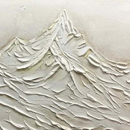 BUYARTVIEW White Mountains – Textured Minimalist Abstract Mountain Painting in White - image 5