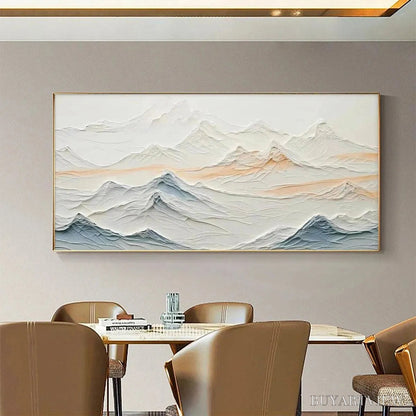 BUYARTVIEW Tranquil Peaks – Textured Abstract Mountain Landscape Painting in Beige and Blue - image 6