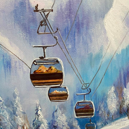 BUYARTVIEW Snowy Slopes – Panoramic Ski Resort Landscape Painting - image 3