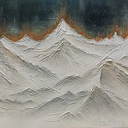 BUYARTVIEW Snowy Peaks – Textured White and Gold Mountain Painting - image 5