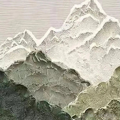 BUYARTVIEW Jade Peak – Textured Green and White Mountain Landscape Painting - image 5