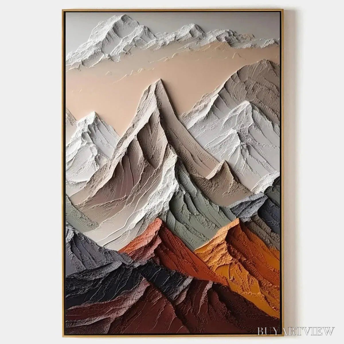 BUYARTVIEW Majestic Peaks – Textured Impasto Mountain Landscape Painting in Earthy Tones - image 1
