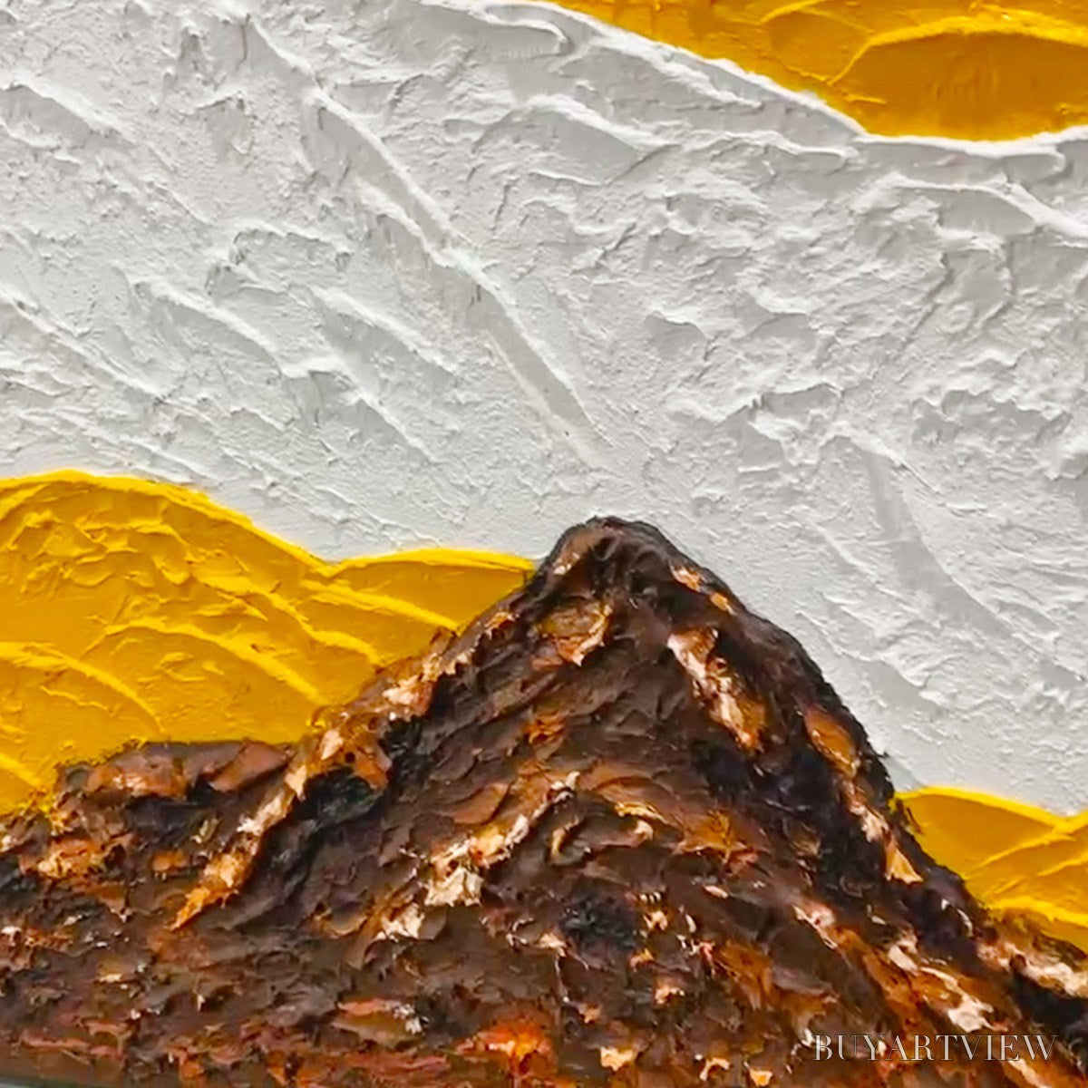 BUYARTVIEW Mountain Peaks – Textured Mountain Range Painting in Brown and White - image 3