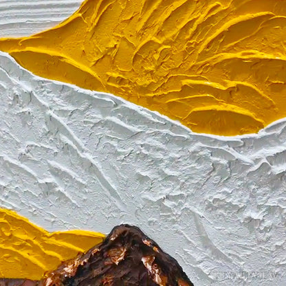 BUYARTVIEW Mountain Peaks – Textured Mountain Range Painting in Brown and White - image 5