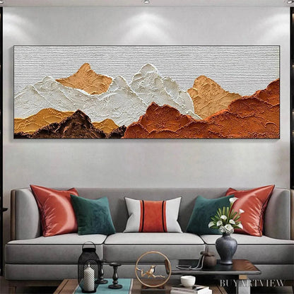 BUYARTVIEW Mountain Peaks – Textured Mountain Range Painting in Brown and White - image 6