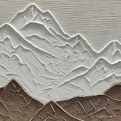 BUYARTVIEW Earth River – Textured Brown and White Mountain River Landscape Painting - image 3