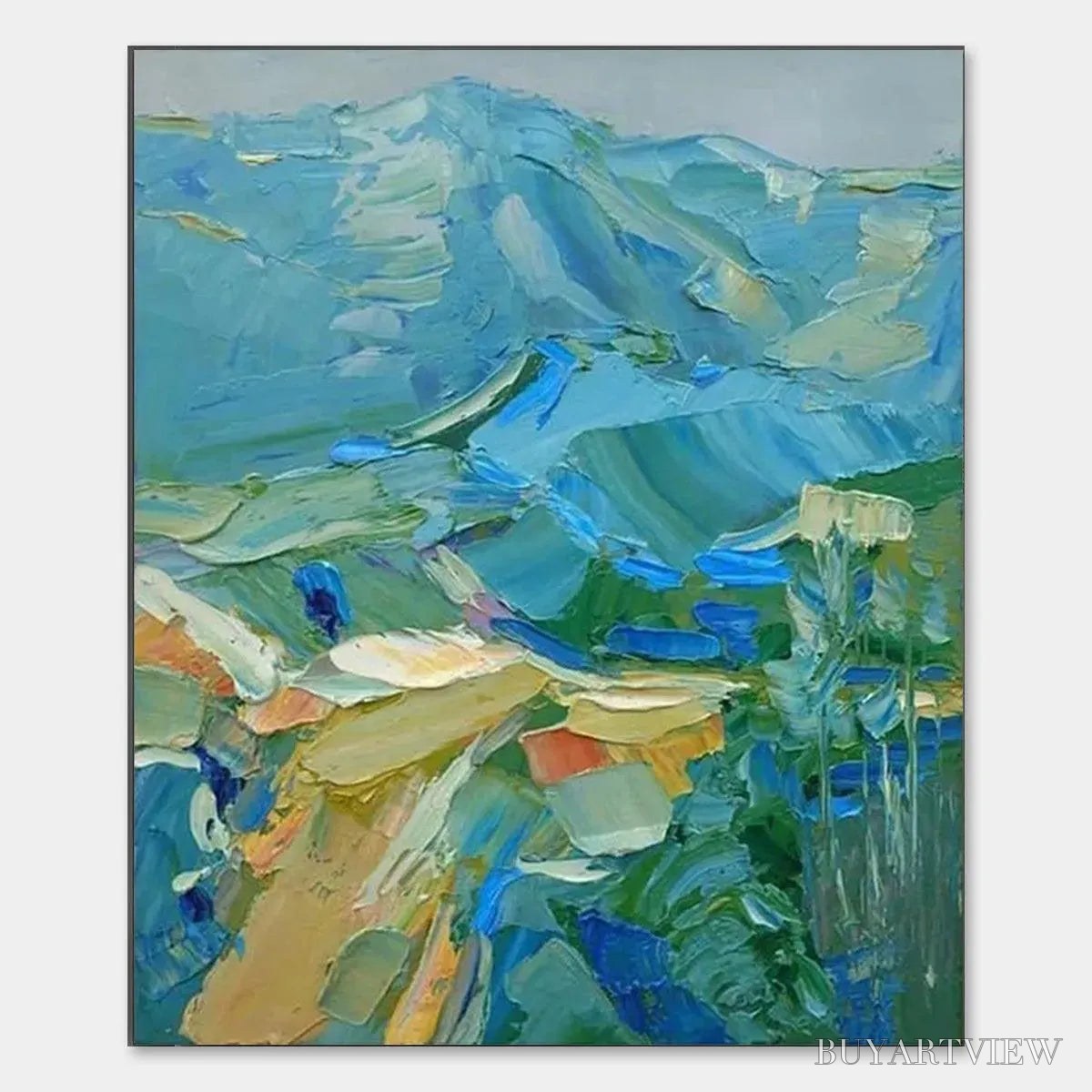 BUYARTVIEW Blue Ridge Mountains – Textured Impasto Mountain Landscape Painting - image 1