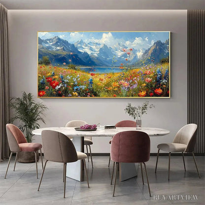 BUYARTVIEW Alpine Meadow – Colorful Mountain Landscape Wildflower Painting - image 2