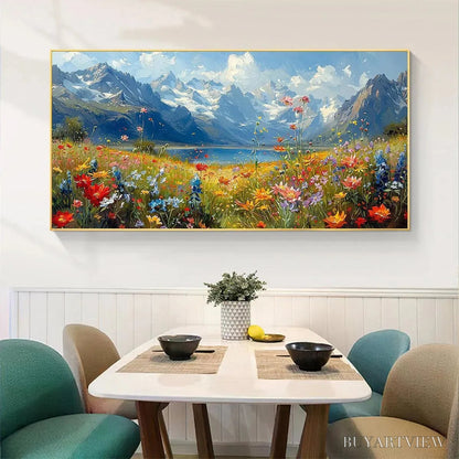 BUYARTVIEW Alpine Meadow – Colorful Mountain Landscape Wildflower Painting - image 5