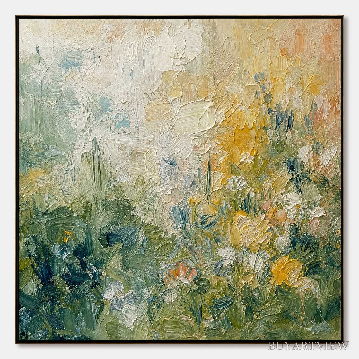 BUYARTVIEW Meadow'S Embrace – Textured Impasto Painting of a Wildflower Field - image 1
