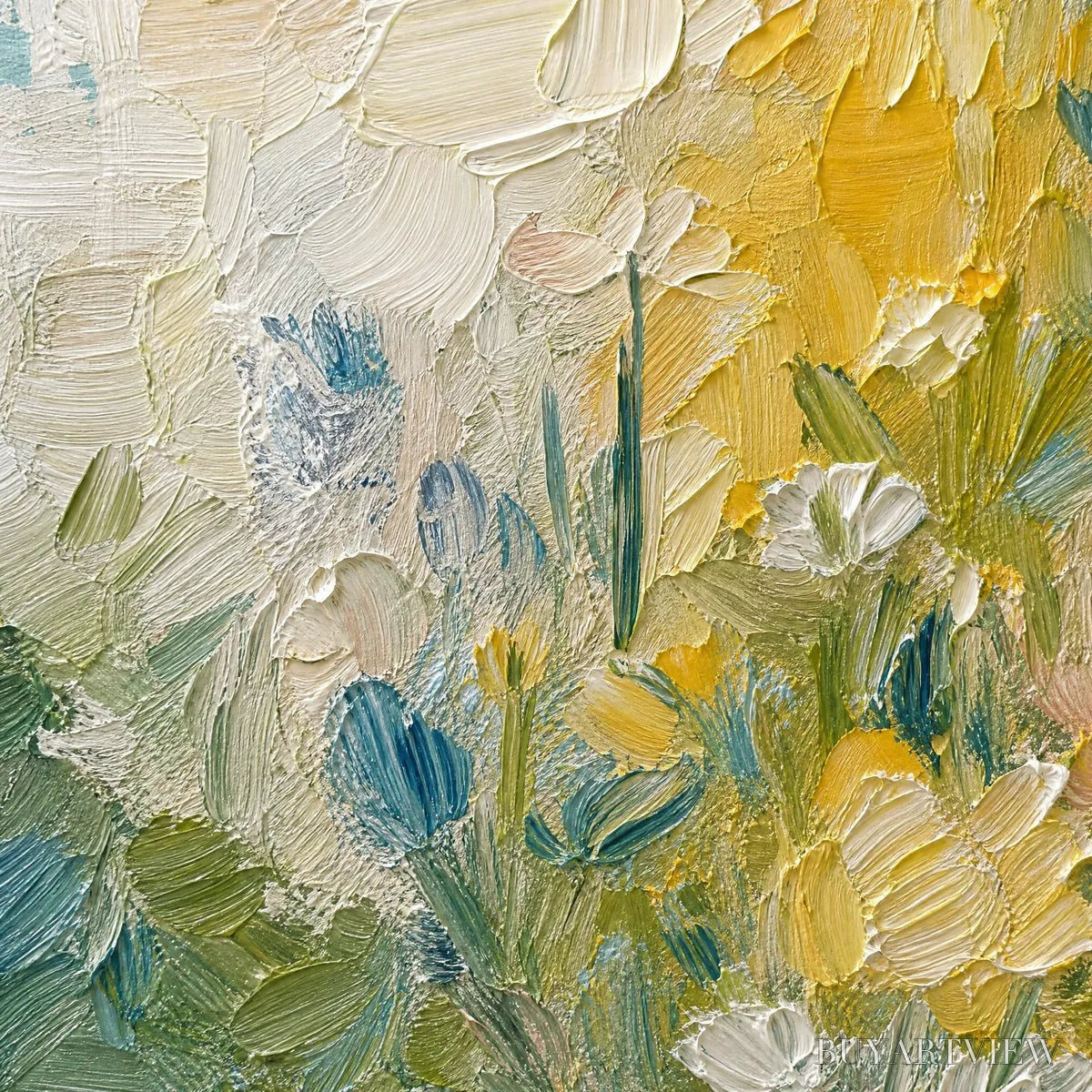 BUYARTVIEW Meadow'S Embrace – Textured Impasto Painting of a Wildflower Field - image 3