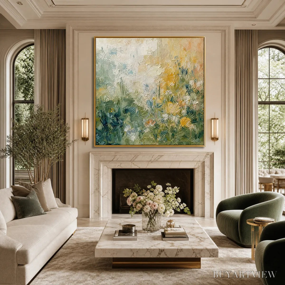 BUYARTVIEW Meadow'S Embrace – Textured Impasto Painting of a Wildflower Field - image 4