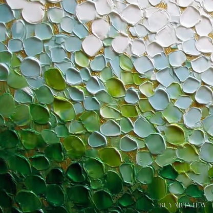 BUYARTVIEW Emerald Petals – Textured Abstract Green & White Impasto Landscape Painting - image 3