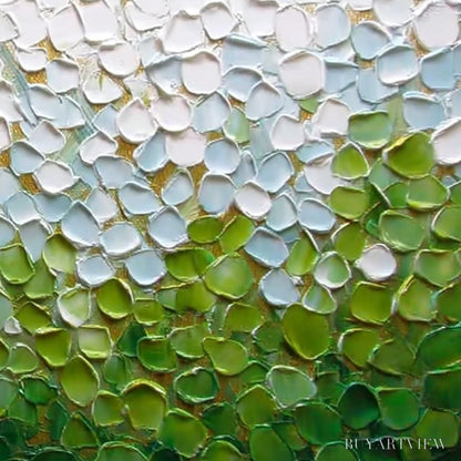BUYARTVIEW Emerald Petals – Textured Abstract Green & White Impasto Landscape Painting - image 5