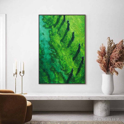 BUYARTVIEW Verdant Guardians – Textured Vertical Abstract Painting of Ancient Sentinels - image 2