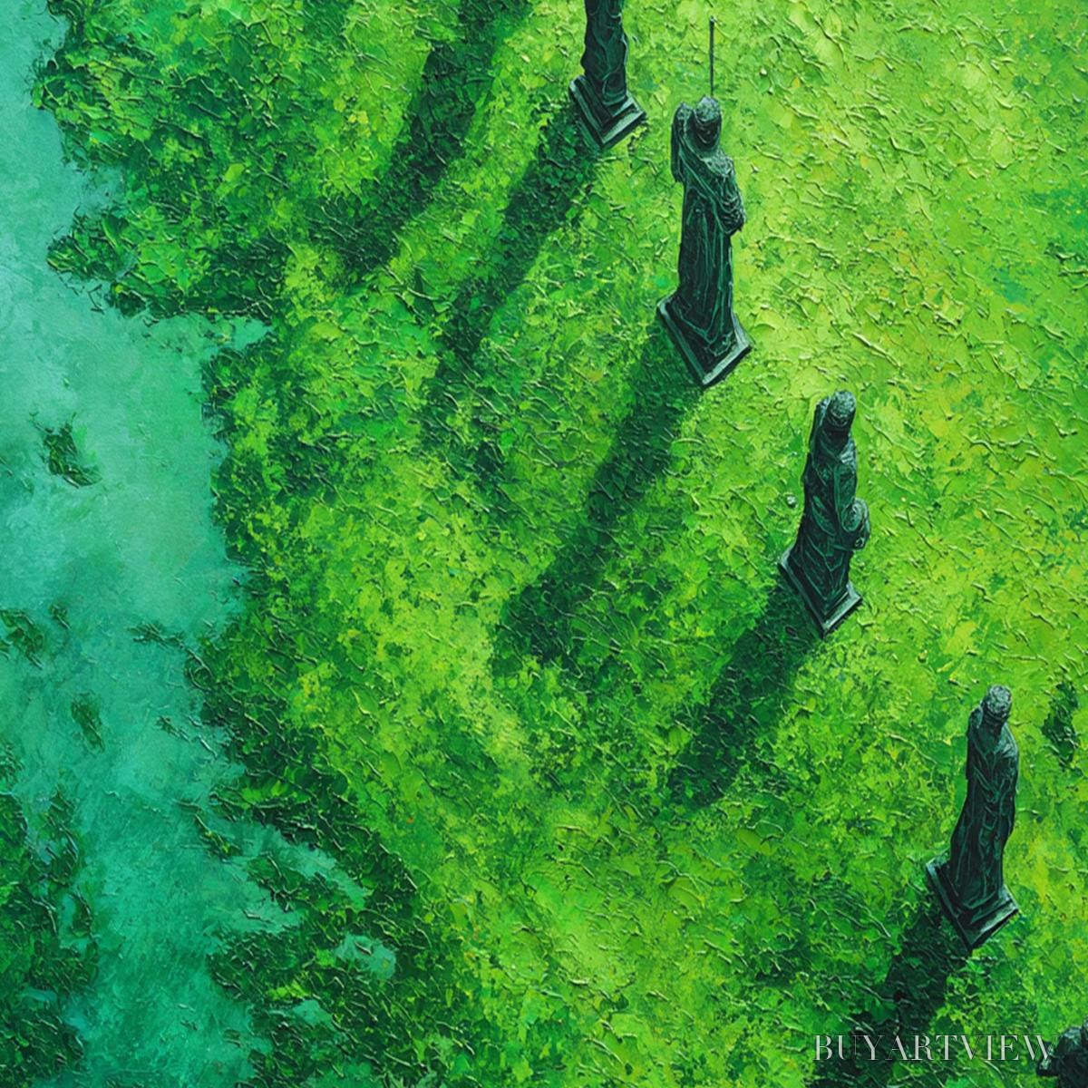 BUYARTVIEW Verdant Guardians – Textured Vertical Abstract Painting of Ancient Sentinels - image 3