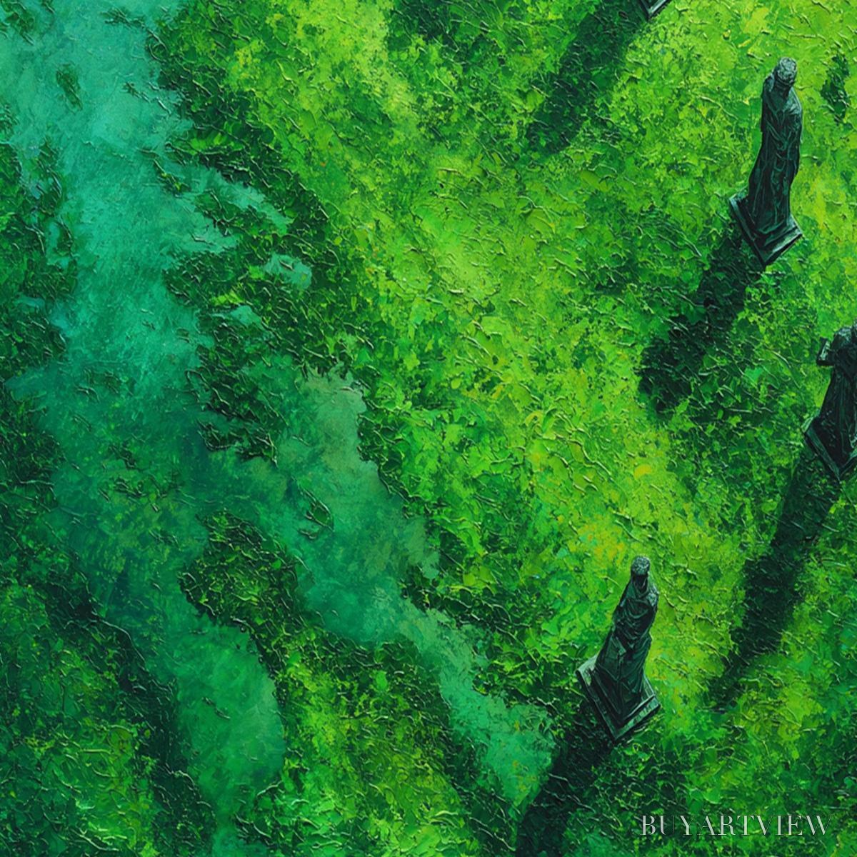 BUYARTVIEW Verdant Guardians – Textured Vertical Abstract Painting of Ancient Sentinels - image 5