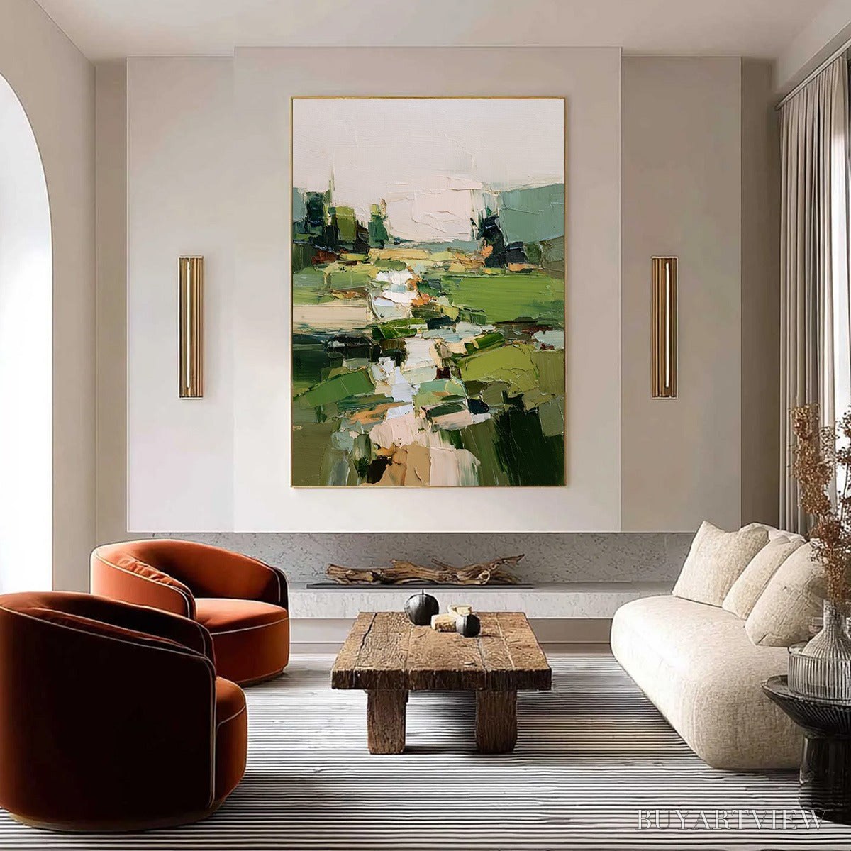 BUYARTVIEW Verdant Path – Textured Abstract Landscape Oil Painting for Modern Home Decor - image 2