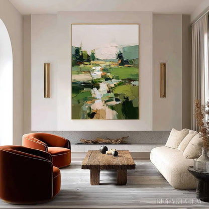 BUYARTVIEW Verdant Path – Textured Abstract Landscape Oil Painting for Modern Home Decor - image 2