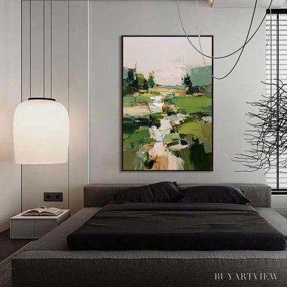 BUYARTVIEW Verdant Path – Textured Abstract Landscape Oil Painting for Modern Home Decor - image 4