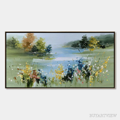 BUYARTVIEW Whispering Meadow – Textured Impasto Wildflower Landscape Painting - image 1