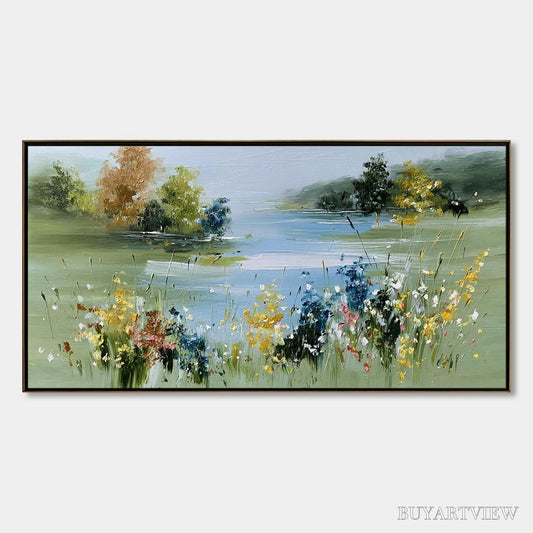 BUYARTVIEW Whispering Meadow – Textured Impasto Wildflower Landscape Painting - image 1