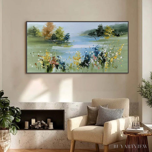 BUYARTVIEW Whispering Meadow – Textured Impasto Wildflower Landscape Painting - image 2