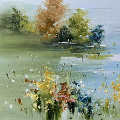 BUYARTVIEW Whispering Meadow – Textured Impasto Wildflower Landscape Painting - image 3