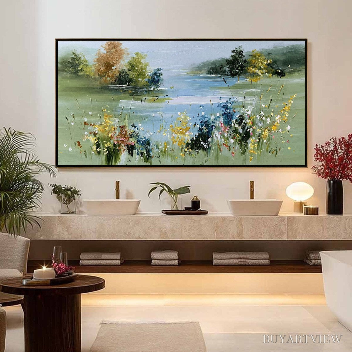 BUYARTVIEW Whispering Meadow – Textured Impasto Wildflower Landscape Painting - image 4