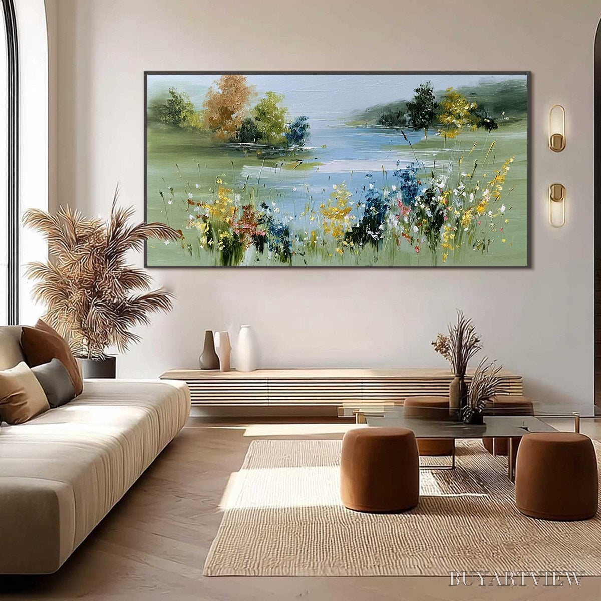 BUYARTVIEW Whispering Meadow – Textured Impasto Wildflower Landscape Painting - image 6
