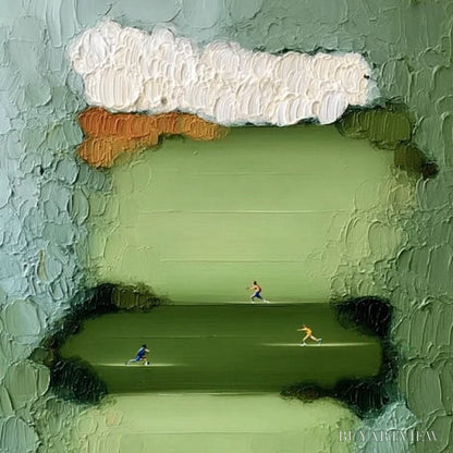 BUYARTVIEW the Long Run – Textured Abstract Green Landscape Painting with Runners - image 3