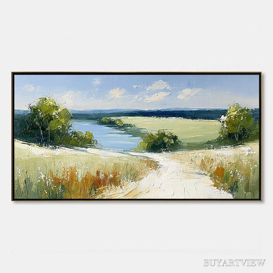 BUYARTVIEW Serene Vista – Textured Palette Knife Countryside Landscape Painting - image 1