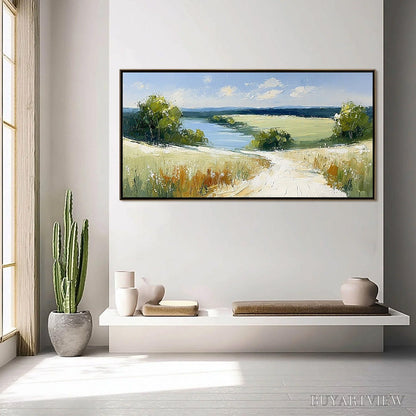 BUYARTVIEW Serene Vista – Textured Palette Knife Countryside Landscape Painting - image 4
