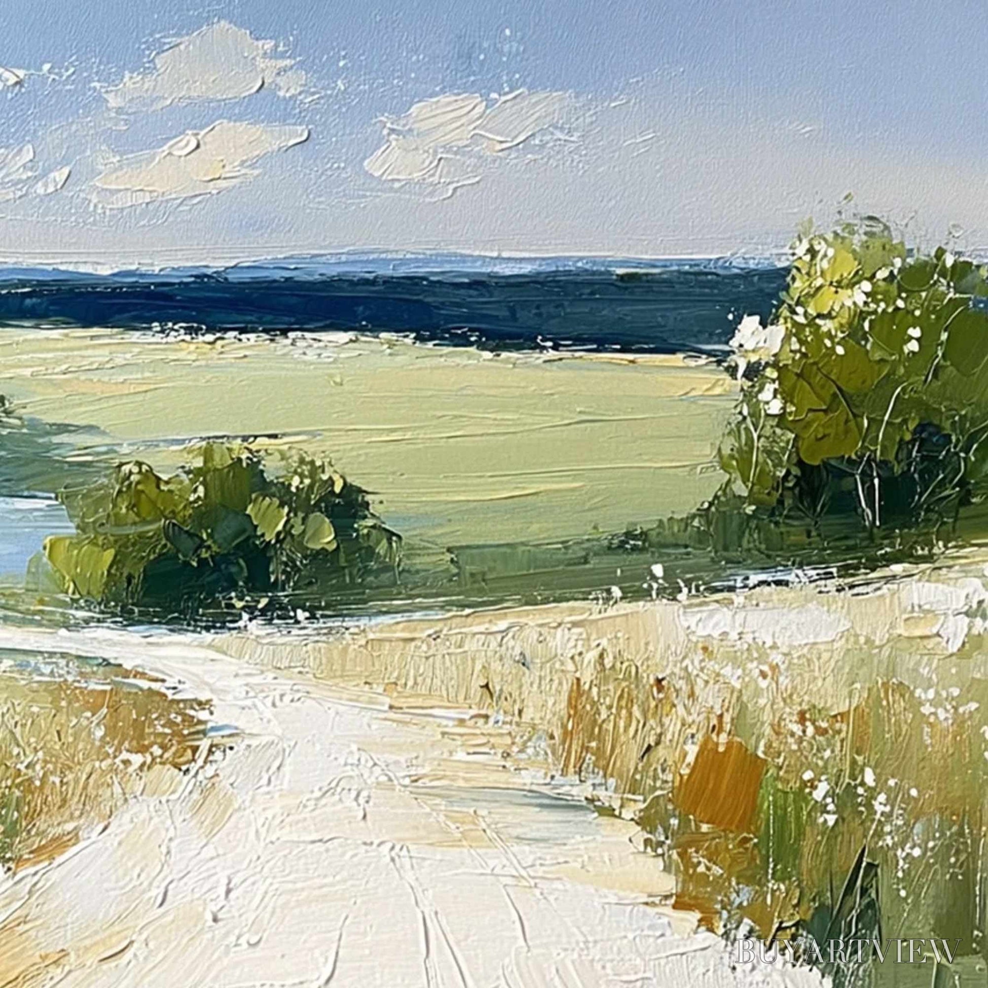 BUYARTVIEW Serene Vista – Textured Palette Knife Countryside Landscape Painting - image 5