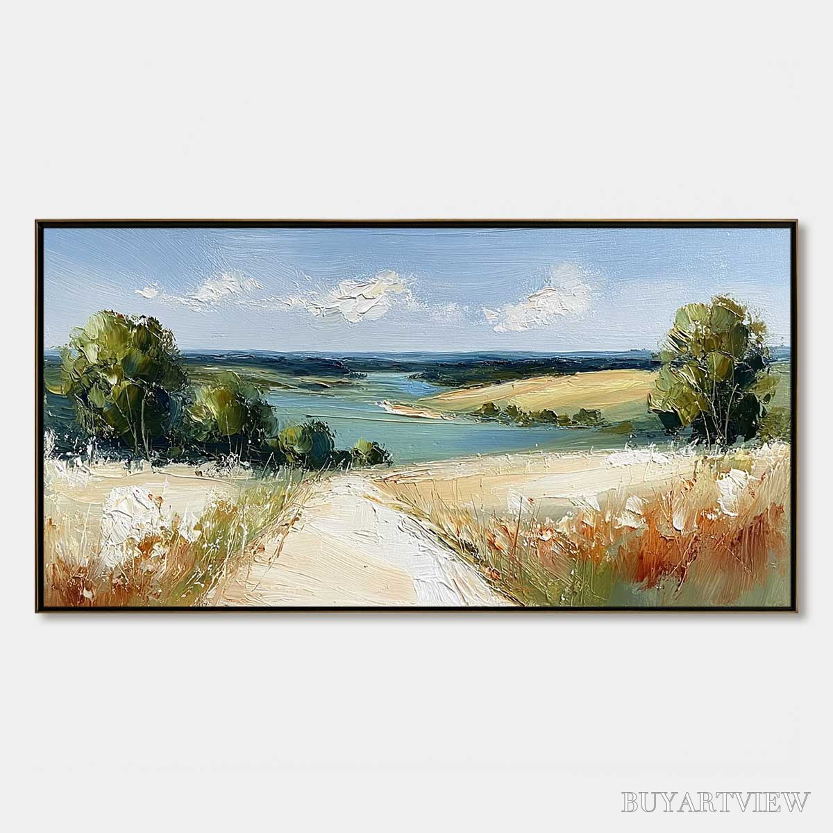 BUYARTVIEW Horizon'S Embrace – Textured Impasto Countryside Landscape Oil Painting - image 1