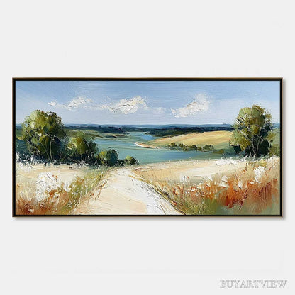 BUYARTVIEW Horizon'S Embrace – Textured Impasto Countryside Landscape Oil Painting - image 1