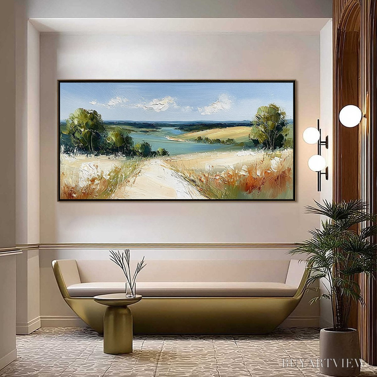 BUYARTVIEW Horizon'S Embrace – Textured Impasto Countryside Landscape Oil Painting - image 4