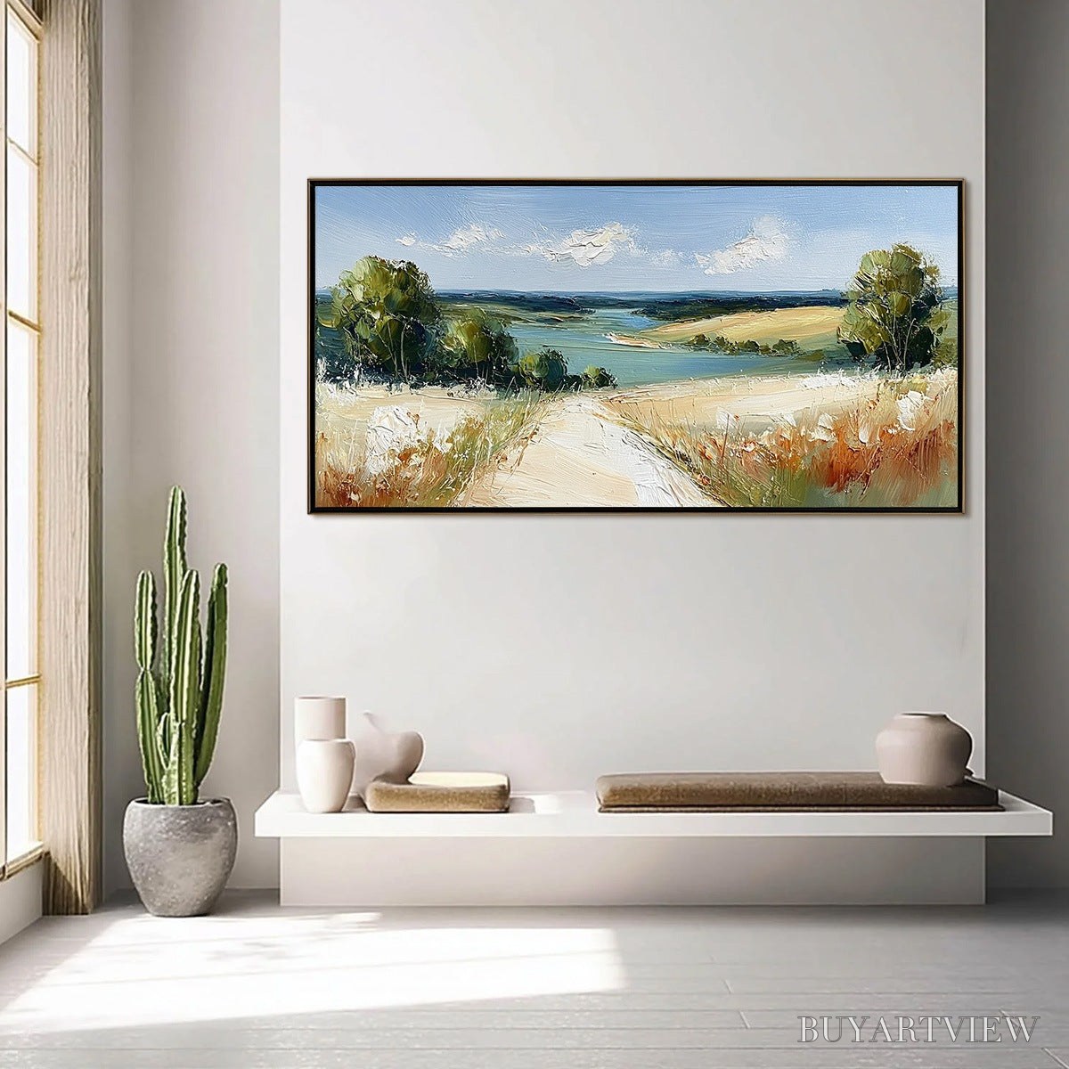 BUYARTVIEW Horizon'S Embrace – Textured Impasto Countryside Landscape Oil Painting - image 6