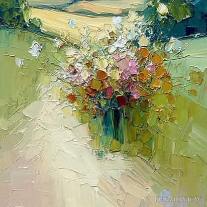 BUYARTVIEW Wildflower Path – Textured Palette Knife Countryside Landscape Painting - image 3