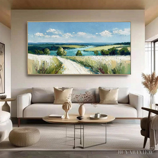 BUYARTVIEW Riverbend Vista – Textured Impasto Landscape Painting of a Countryside Path - image 2
