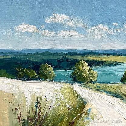 BUYARTVIEW Riverbend Vista – Textured Impasto Landscape Painting of a Countryside Path - image 3