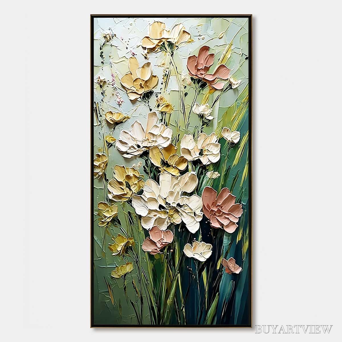 BUYARTVIEW Garden Serenade – Textured Impasto Painting of a Wildflower Meadow - image 1