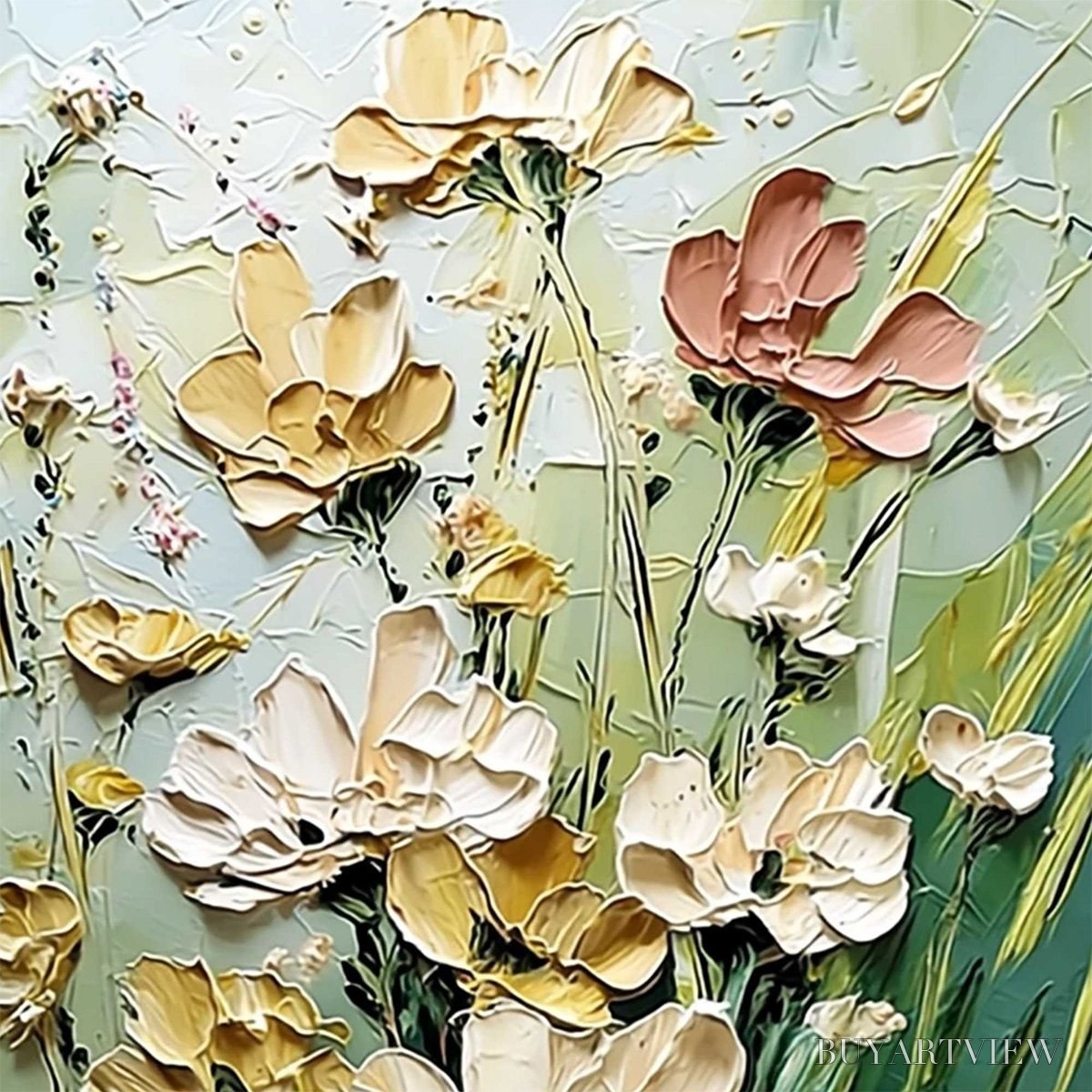 BUYARTVIEW Garden Serenade – Textured Impasto Painting of a Wildflower Meadow - image 5